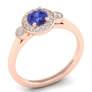 Bague Halo en Argent Sterling 925 avec Moissanite VVS et Tanzanite, Design Exclusif, Cadeau d'Anniversaire, Bijoux de REYES Manufacture - Product Image 2