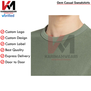 Premium Organic Cotton <b>Crewneck</b> <b>Sweater</b> for Men Soft Ribbed Knitted Pullover Classic Solid Color Casual Sweatshirt Long Sleeve - Product Image 4