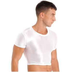 <b>Men's</b> Microfiber <b>Crop</b> <b>Top</b> Stylish Slim Fit Gym Workout Tee for Summer Casual Wear Fashionable Microfiber Material - Product Image 4