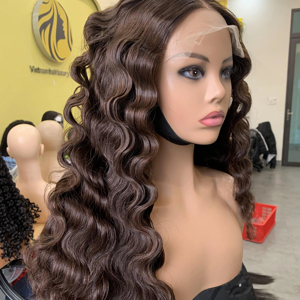 Vietnamien en vrac océan vague Crochet simple trame Remy vierge cheveux perruque couleur naturelle sans enchevêtrement perte pas cher livraison gratuite - Product Image 1