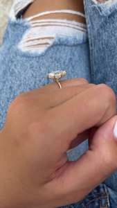 Anillo de compromiso de diamante cultivado en laboratorio de 2 quilates con halo oculto Marquesa 14K oro sólido joyería fina romántica para fiestas de bodas - Product Image 4