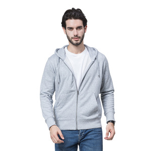 Vente en gros de sweats à capuche zippés en boucle pour hommes et femmes, sweats à capuche de couleur unie vierge - Product Image 2