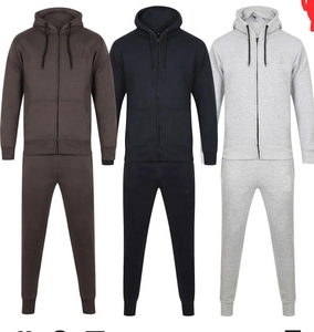 Conjunto deportivo informal de invierno para hombre, con sudadera con capucha y cremallera, pantalones de chándal, 2 piezas. - Product Image 1
