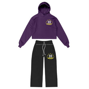 2025 nouveau survêtement personnalisé à manches longues en gros français éponge lettre impression survêtement 2 pièces survêtement ensemble femmes survêtements à vendre - Product Image 5