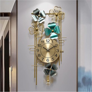 High Quality Multicolor Gingko Flower Metal Wall Clock, Modern Luxury Design Large Wrought Iron Clock for Living Room & Bedroom - Product Image 5