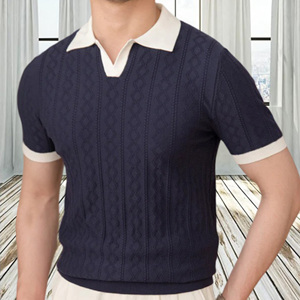 Polo tricoté à manches courtes T-shirt nouvelle mode Logo personnalisé tout match décontracté 2024 printemps été pour hommes t-shirt - Product Image 3