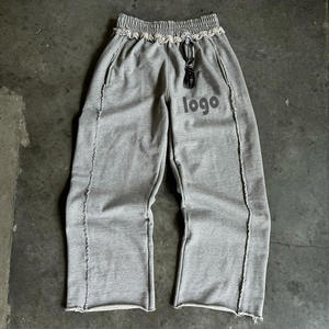 Pantalones de chándal de pierna ancha holgados con lavado ácido de cintura alta de gran tamaño, ropa de calle personalizada, pantalones de chándal con diamantes de imitación - Product Image 2