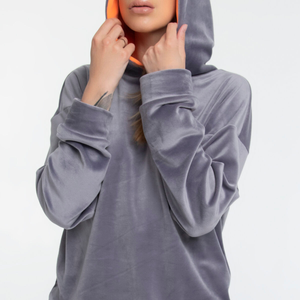 Stylish Ladies Plus Size <b>Velour</b> <b>Tracksuit</b> Comfortable Hoodie With Long Sleeves And Adjustable Pants Stylish Outdoor Outfit Set - Product Image 1