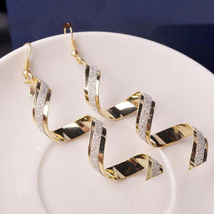 Nouvelles boucles d'oreilles pendantes spirales givrées géométriques simples pour femmes, plaquées or 18 carats, cadeau d'anniversaire - Product Image 6