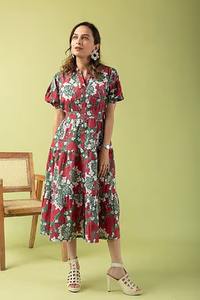 Robe indienne en coton imprimé floral longue tenue de plage pour les voyages d'été robe de mariée personnalisée ODM vente d'approvisionnement - Product Image 5