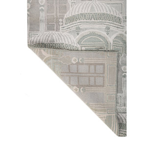 Alfombra Khidki LRB-1713 de Lana y Seda de Bambú, Tejida a Mano, Color Marfil, Diseño Rectangular con Patrón de Rompecabezas, para Sala de Estar, Pasillo y Hogar - Product Image 5