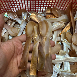 Ensemble de cuillères à coquille écologique faites à la main cuillère à perle polonaise miroir pour Caviar Dessert confiture Condiment présentation en gros - Product Image 3