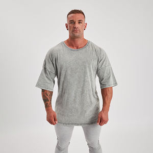 T-shirt en coton de qualité supérieure, délavé à l'acide, surdimensionné, rétro, délavé minéral, lourd, décontracté, vintage - Product Image 1