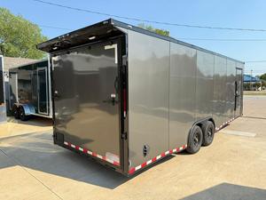 Free Shipping 8.5 x 24 TA3 Screwless Enclosed <b>Car</b> Trailer Black With Door And Red White <b>Stripe</b> Trim - Product Image 4