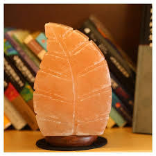 Elegant Himalayan Pink Salt <b>Lamp</b> with Hand-Carved <b>Wooden</b> <b>Base</b> Leaf-Shaped for Soothing Home Decor Eco-Friendly Love Style - Product Image 6