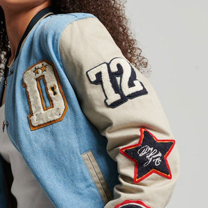 2024 Vintage University Varsity <b>Jackets</b> for Women Stylish Stand Collar Street Wear Best Price Wholesale XL Size Cotton Filled - Product Image 6