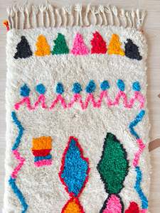 Alfombra bereber marroquí hecha a mano, Alfombra de lana con diseño tribal geométrico abstracto para pasillo y sala de estar - Product Image 2