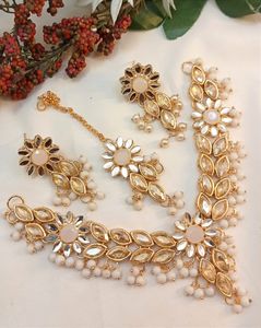 Unique Handcrafted Bridal Stainless Steel Kundan <b>Set</b> with <b>Silver</b> Plated Finish Kundan Detailing Perfect for Indian Ceremonies - Product Image 5
