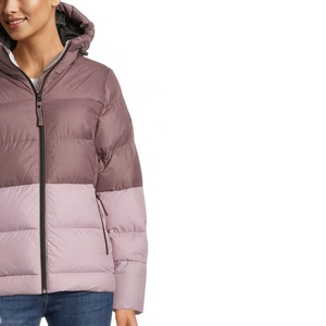 Chaqueta Acolchada Ligera de Punto con Capucha y Cremallera para Mujer, Forro de Nailon/Acrílico y Poliéster, Transpirable, Bordada, para Invierno - Product Image 3