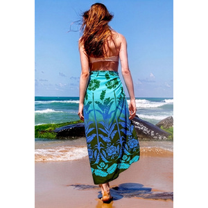 Pareo de Playa con Estampado Étnico Azul Turquesa y Verde, Falda de Playa de Viscosa, Vestido Sarong Multiusos de Verano, Cubre Traje de Baño - Product Image 2