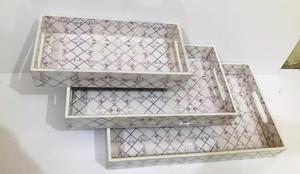 Luxury Leather Decorative <b>Tray</b> Metal Crafts <b>Jewelry</b> Vintage Metal Serving <b>Trays</b> and Leather <b>Tray</b> Hotel With Metal Handle - Product Image 2