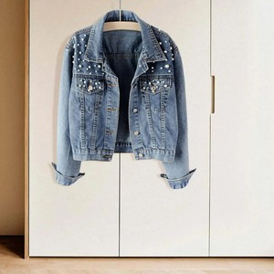 100% coton pierre imprimé jean veste personnalisée décontracté lavé femme veste 2025 coupe ajustée respirant Denim veste - Product Image 2