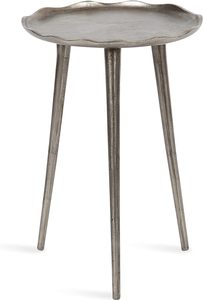 Table d'appoint décorative moderne ronde en métal et aluminium, avec bords décalés, pour table de chevet de chambre à coucher ou de salon, argent, 15x15x22 - Product Image 3