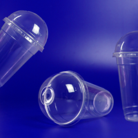 Gobelets en plastique jetables transparents de 16 oz avec couvercles et pailles Design à paroi unique pour café glacé et boissons à emporter