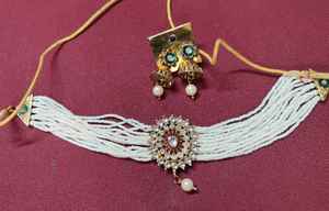 Elegante conjunto de joyería de moda AD para mujer, collar y pendientes brillantes para bodas indias, fiestas y eventos especiales - Product Image 3