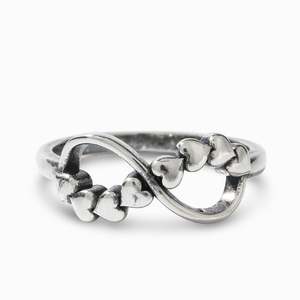 Jeulia Sterling Silver Infinity Heart <b>Couple</b> <b>Ring</b> with Pearl - Product Image 1