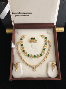 Zircon cubique finition mate ensemble combiné de qualité supérieure pour les femmes idéal pour les vêtements décontractés et formels tenue de bureau ensemble de colliers - Product Image 2