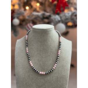 Navajo Strung Pink Conch & Sterling Silver Pearl <b>Necklace</b> - Product Image 1