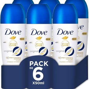 Dove Advanced Care Desodorante Antitranspirante Original Pack de 6 Roll-on Triple Hidratante para 48 Horas de protección 50 ml - Product Image 2