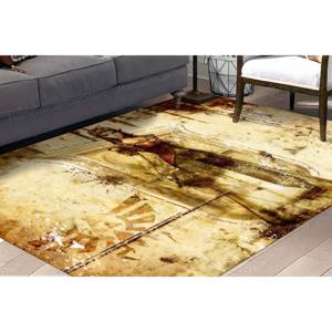 Patchwork Printed Wool <b>Rug</b> Traditional Personalized Luxury Velvet Dining Room Gift with Latex Backing - Product Image 3