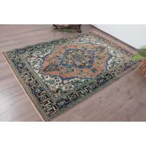 Alfombra Turca Vintage de Lana Azul, 4.8x6.9 pies (145x210 cm) - Product Image 2