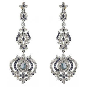 Kriaa <b>Fine</b> <b>Dangle</b> <b>Earrings</b> Blue Austrian Stone with Silver Plating 1302025 Model - Product Image 1