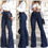 Jeans Acampanados de Cintura Alta para Mujer, Estilo Urbano con Decoración de Cinturón, Cierre Elástico en la Cintura, Pantalones de Mezclilla Tipo Lápiz - Product Image 3