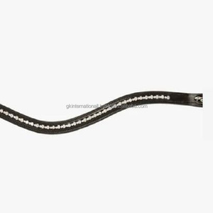 Bride personnalisée en forme de vague en cuir noir de première qualité avec chaîne argentée Diamante Crystal Bling en plein Cob sur les tailles - Product Image 6