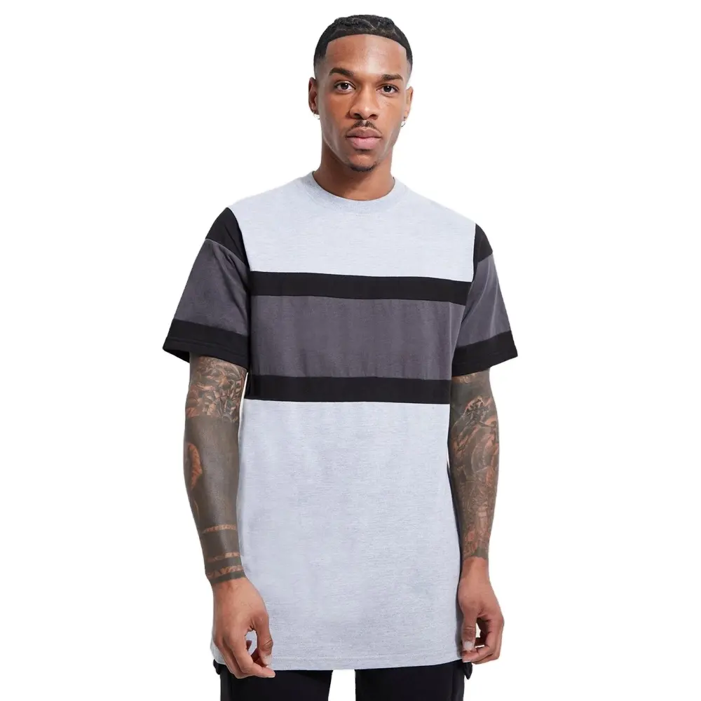 longline colour block men t-shirt Street style Summer new men's short sleeve T-shirt OEM logo Cotton Gym T-Shirt for men