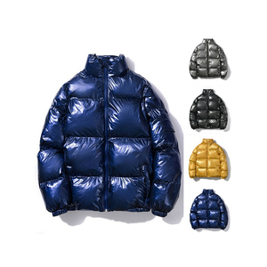Chaqueta acolchada de burbujas de nailon brillante con logotipo personalizado al por mayor OEM, chaquetas acolchadas de moda impermeables con capucha para invierno y exteriores para hombre - Product Image 2