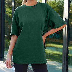 Camiseta de algodón de verano ecológica de gran tamaño Unisex con logotipo estampado personalizado ajustado, marca de secado rápido transpirable para mujer - Product Image 3