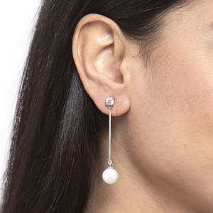Boucles d'oreilles CLARA en argent sterling 925 avec perles, plaquées rhodium, serties de zircone suisse, fermoir à vis, cadeau pour femmes et jeunes filles - Product Image 5