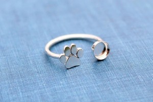 Argent Sterling Pet Paw Print Réglable Blanc Lunette Ouverte Coupe Ronde Cabochon 6mm DIY Lait Maternel Pet Memorial Ring Jewelry Base - Product Image 4