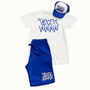 Vêtements de sport d'été avec logo personnalisé pour hommes, survêtement, ensemble de tenues et de shorts deux pièces en coton décontractés pour hommes - Product Image 1