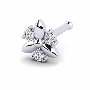 14kt Rose/ White Gold Floral <b>Nose</b> <b>Stud</b> Screw Back <b>Nose</b> Pin Made With Lab grown Diamonds Stylish Women Jewelry Collection - Product Image 5