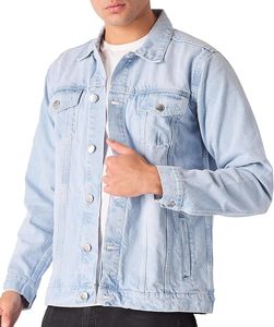 Veste en jean d'hiver pour homme, 100% coton, coupe-vent, avec doublure en coton, taille et couleur personnalisables - Product Image 1