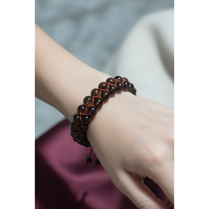 Bracciale in Macramè con Doppia Fila di Quarzo Fumé 8mm, Pietra Naturale - Product Image 4