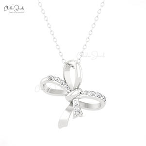 Artículos Más Vendidos, Collar con Colgante de Lazo de Diamantes Blancos de Corte Brillante de 0.22 Quilates, Regalo de Boda, Proveedores Mayoristas Directos - Product Image 2