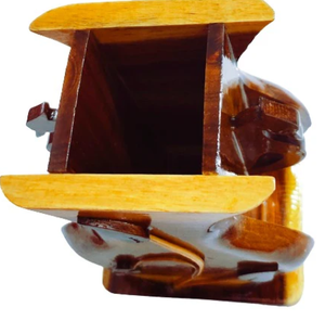 Vase décoratif en bois fabriqué à la main avec décoration de salon de sculptures florales - Product Image 2