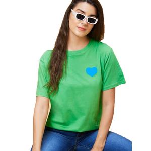 T-shirt en coton pour femmes coupe ample col rond t-shirt en tissu léger coupe décontractée à porter au quotidien avec un design imprimé minimaliste vente en gros - Product Image 5